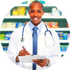 a pharmacist smiling